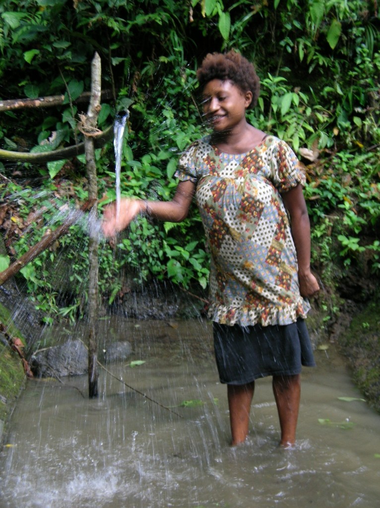 Auntie and the pipe shower